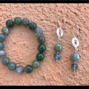 Set! Begin Anew—Moss Agate Bracelet & Earrings